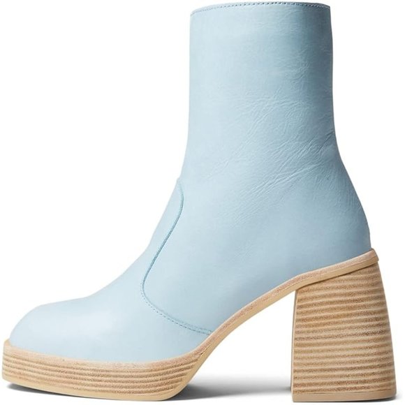 FREE PEOPLE ‼️ $100. OFF Leather RUBY Bootie in Celeste - Picture 3 of 5